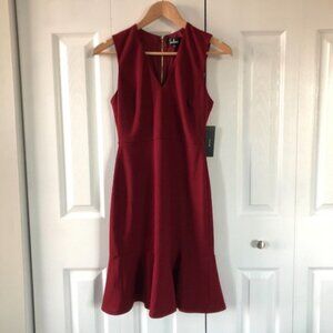 Lulu's Red Sleeveless V-Neck Lined Shift Dress